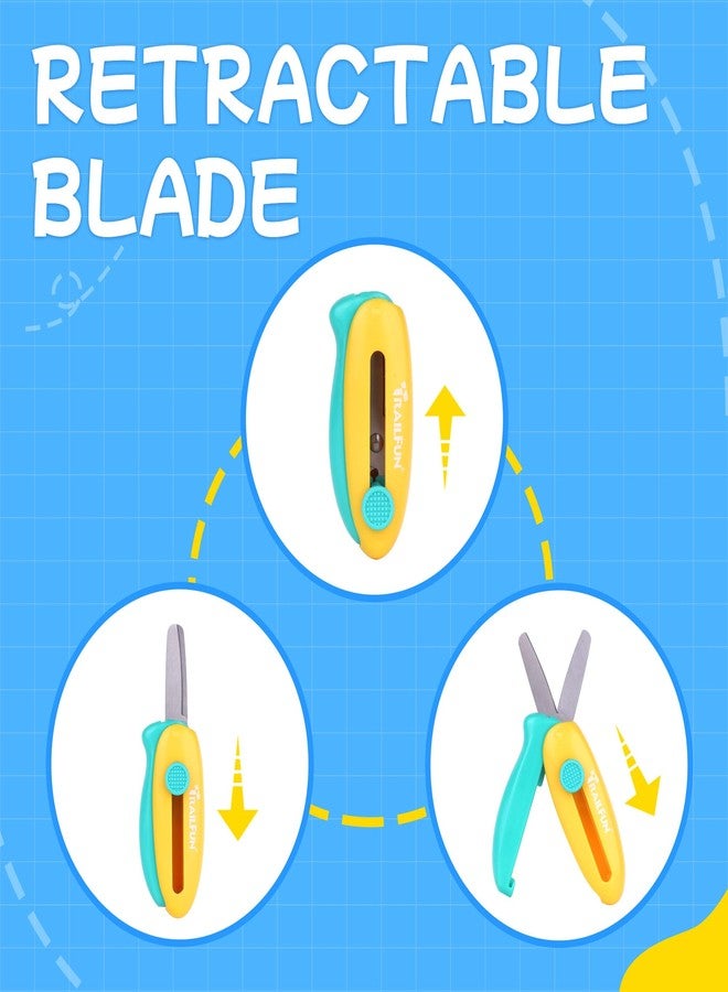 trailfun Retractable Safety Scissors for Kids, 3Pcs Scissors for Toddler Ages 3 4 5 6 7, Cute Small Art Crafts Cutting Tools - Image 4